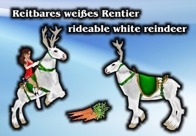 Rideable white reindeer