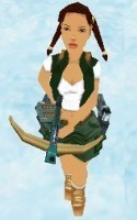 Young Lara (with rucksack)