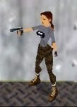 Lara with only one gun